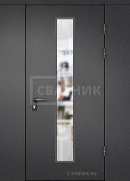 Дверь тамбурная остекленная с ковкой нитроэмаль для дачи комфорт со стеклопакетом для защиты