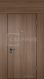 Дверь тамбурная с фрамугой МДФ — массив в загородный коттедж дуб