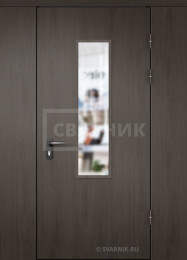 Дверь тамбурная остекленная с перегородкой МДФ — ламинат ДТ-155