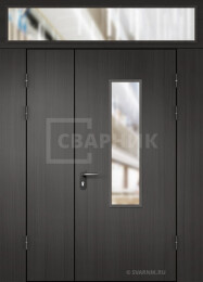 Дверь из металла в тамбур со стеклом внутренняя 2 листа стали ДТ-200